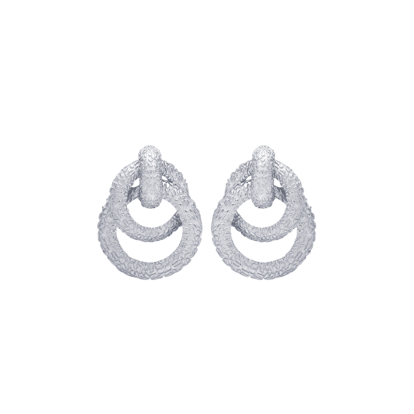 Textured Double Hoop Earrings – Silver 925