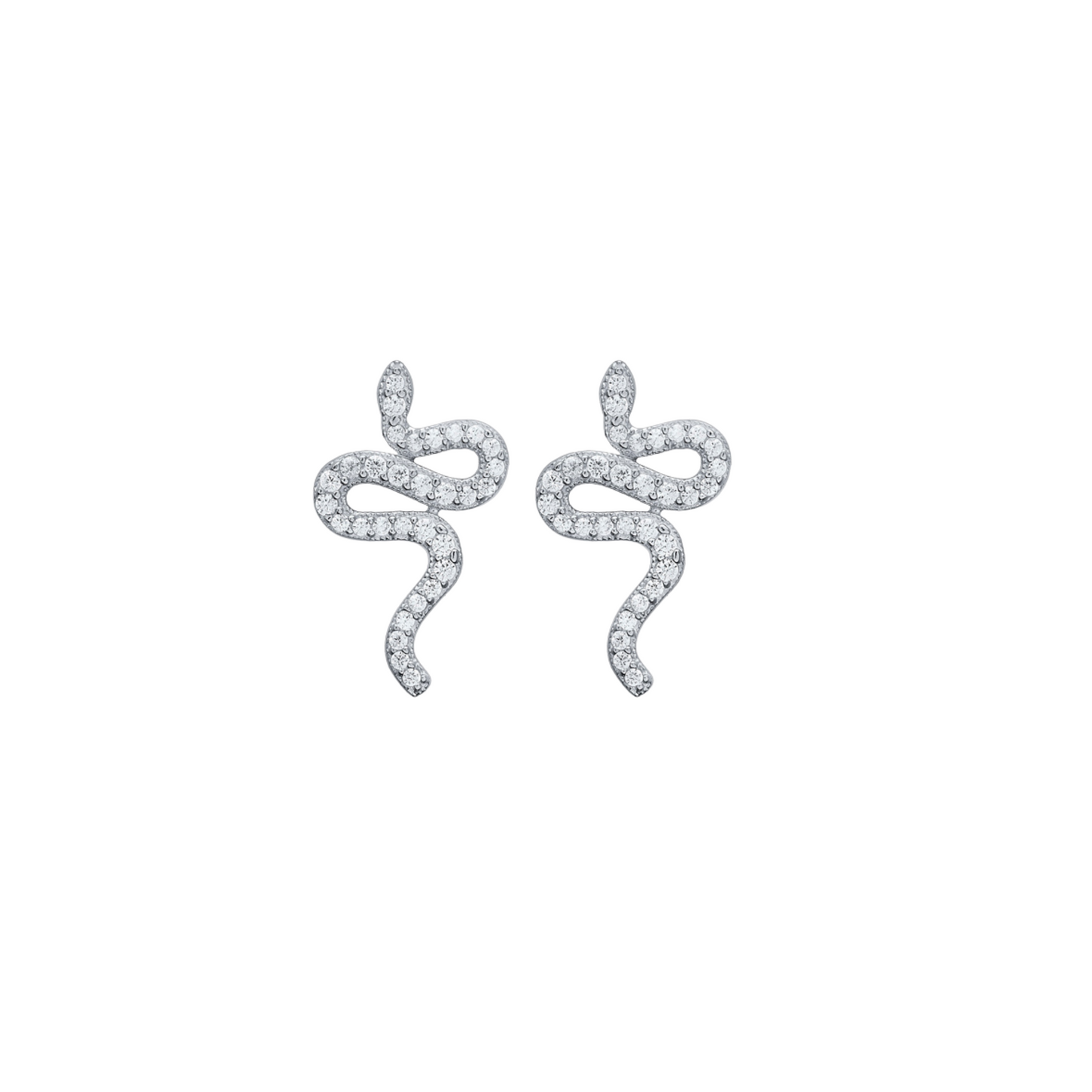 Snake Stud Earrings – Silver 925 with ZirconStones