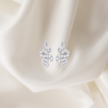 Snake 925 Silver Zircon Stud Earrings