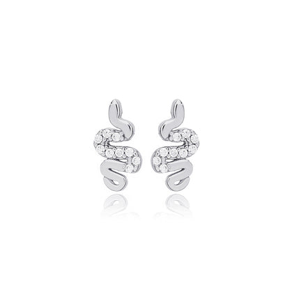 Snake 925 Silver Zircon Stud Earrings