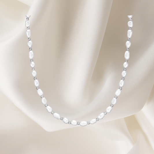 Freshwater Pearl Beaded Necklace – Silver 925