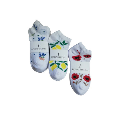 Mixed Floral & Lemon Ankle Socks – 6 Pack