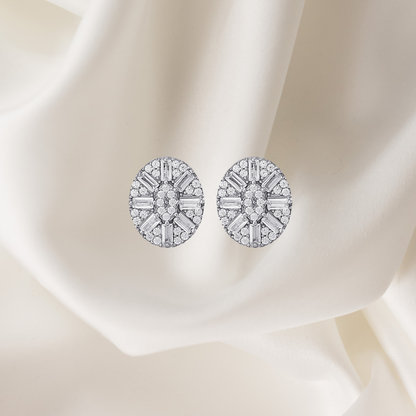 Oval Shape Baguette Stone StudEarrings