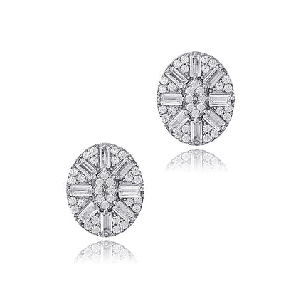 Oval Shape Baguette Stone StudEarrings