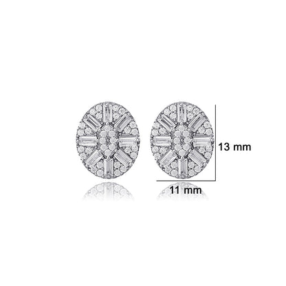 Oval Shape Baguette Stone StudEarrings