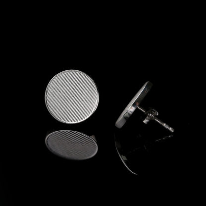 Textured Flat Disc Stud Earrings – 925 Silver