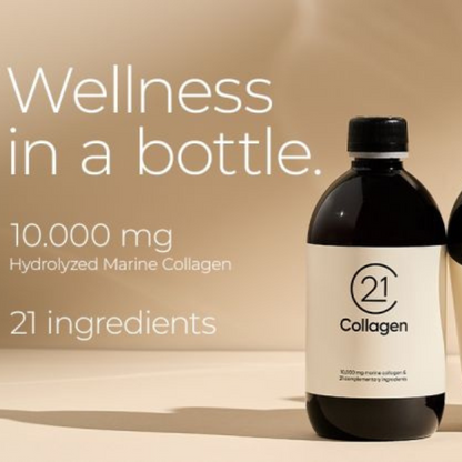 21Collagen Marine Liquid Collagen 10,000mg with 21 Collagen Boosters, Premium Hydrolysed Marine Collagen Supplement