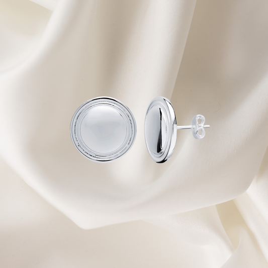 Polished Dome Stud Earrings – Silver 925Round Minimalist Earrings