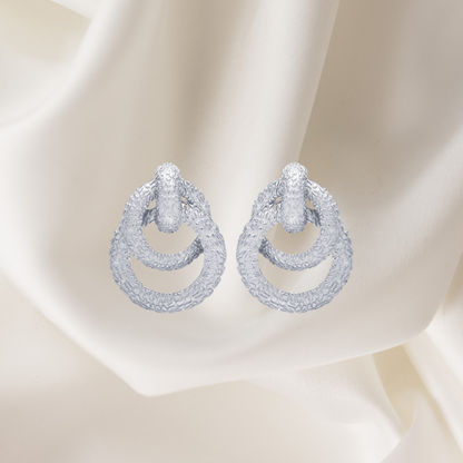 Textured Double Hoop Earrings – Silver 925