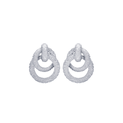 Textured Double Hoop Earrings – Silver 925